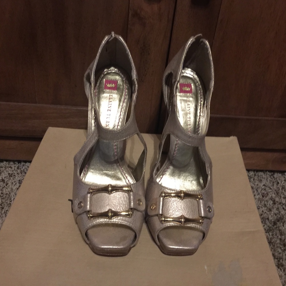Heels, metallic, designer, bamboo